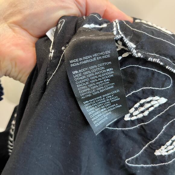 Chico’s Embroidered Boho Midi Dress Black White Size 3 XL 16 Resort Cruise - Picture 10 of 11